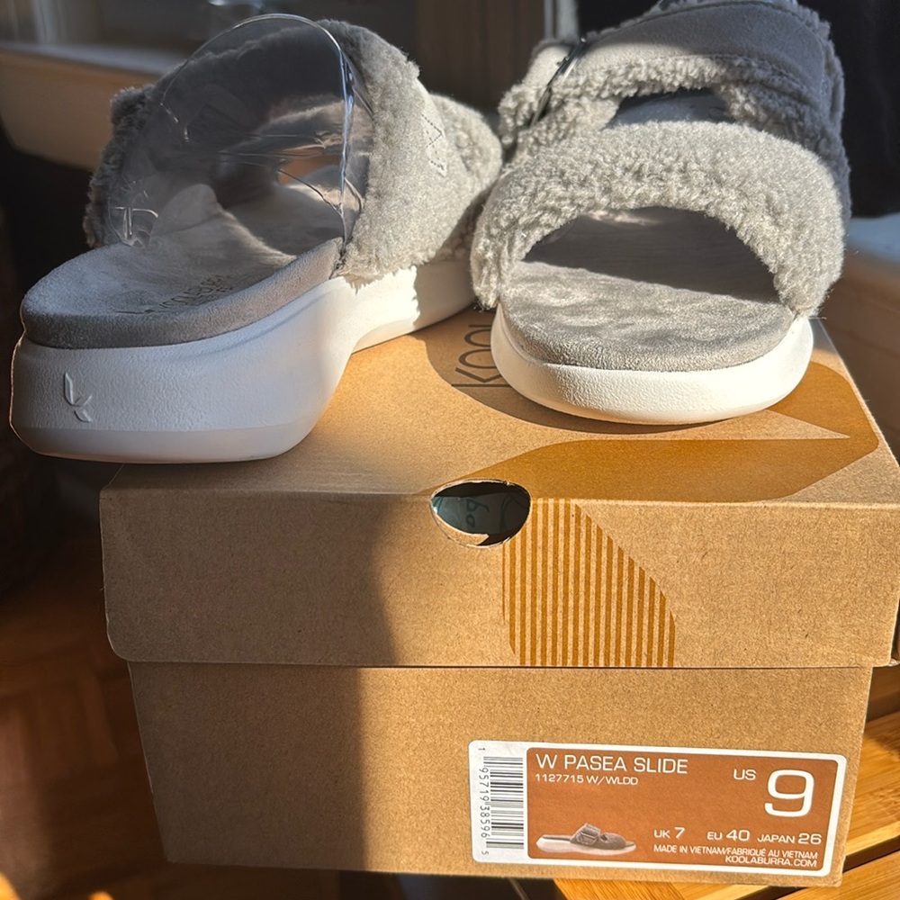 New in box. Koolaburra by UGG Womens Pasea Slide Sandal Slippers Grey NWOT